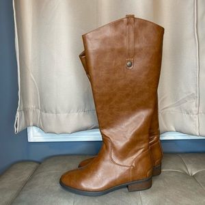 X/Appeal Leather Brown Zip Up Boots | Women’s Size US 8